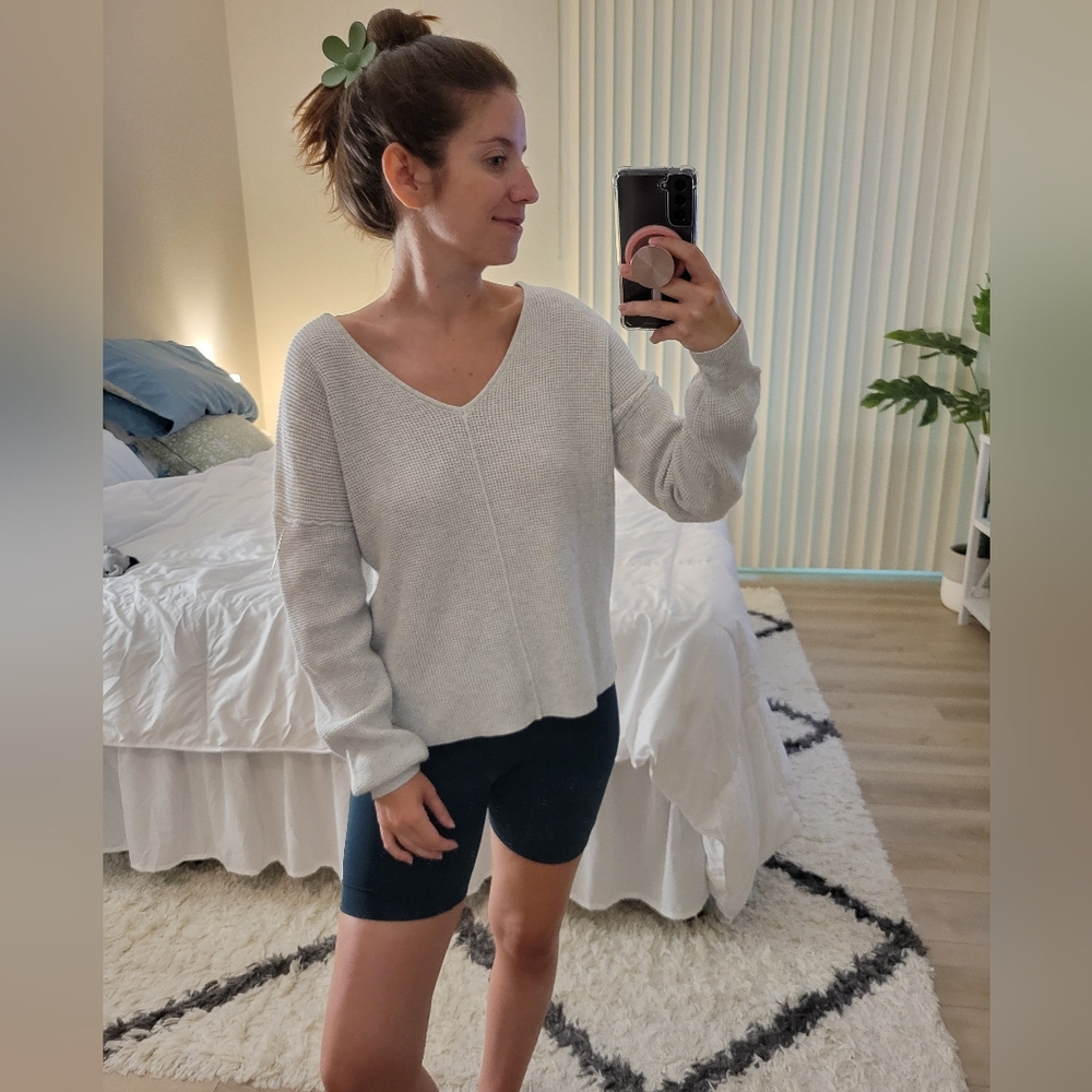 Gray And White Knit Sweater